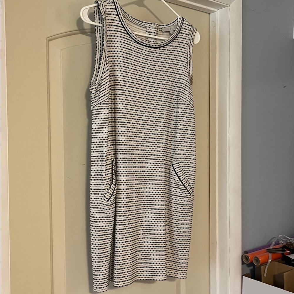 LOFT Black and White Striped Dress
